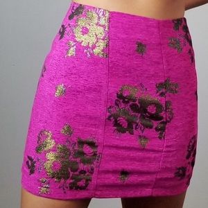 Free People Drama Floral Print Zip Up Mini Skirt